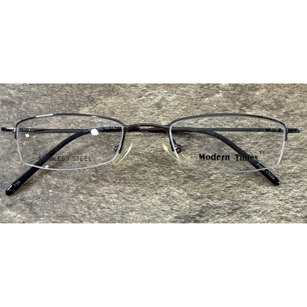 Modern Times PEACE Eyeglass Frame Gunmetal Stainless Steel 49-18-135-24 NWOT G27